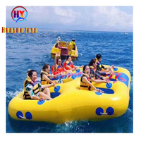 Bateau gonflable tractable pour 4 à 6 personnes avec 3 sièges, en PVC, couleur jaune, pour sports nautiques