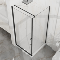Cabine de douche sans cadre 36 pouces de largeur x 36 pouces de profondeur W X 72 pouces. Porte de douche d'angle avec 1/4 po. Verre trempé transparent, ouverture pivotante