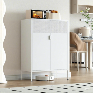Armoire de salon Sodor en acier avec portes, étagères réglables, design moderne, organisation multifonctionnelle, <span class=keywords><strong>casier</strong></span>, fente de ventilation - Product Image 4