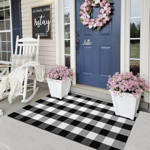 Outdoor Front Door Porch Layered Plaid Checked Buffalo Accent <b>Rugs</b> - Product Image 2
