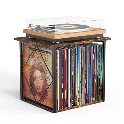 Wooden Vinyl Record Storage Holder Multifunctional Modern Display Shelf Vinyl Record Organizer for Albums Magazines Books