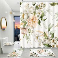 Rideaux de douche à imprimé floral numérique épais de designer pour salle de bain, ensemble de rideaux de douche en tissu imperméable pour salle de bain