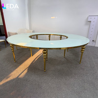 Table ronde de banquet de mariage LEDA en acier inoxydable en forme de S, table de salle à manger moderne de luxe pour événements de mariage en plein air