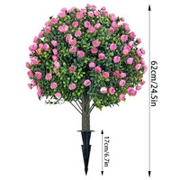 Boule de lavande artificielle avec piquet de fixation, plante verte artificielle en pot pour décoration intérieure et extérieure, jardin, patio, maison