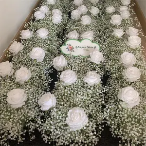 L-505 Wholesale Gypsophila Wedding Garland Arch Gypsophila Babybreath Artificial Flowers Table Runner With White Rose
