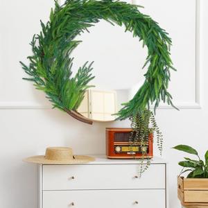 Meichuanghuui Pre illuminato ghirlanda di natale Norfolk steli di pino vero tocco decorazione per festa decorazione per la finestra della porta - Product Image 5