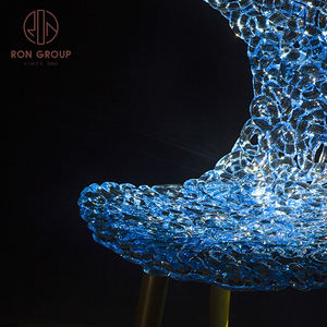 Grosir Lampu Kilat Mewah Elegan Kursi Serat Optik Susun Es Kursi Bening Kristal Akrilik Warna untuk Acara Pesta Pernikahan - Product Image 4