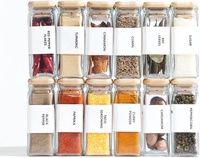 Nouvel ensemble de 12 bocaux de rangement en verre rectangulaires de 4 oz avec couvercle en bambou, pots en verre pour épices, poivre, cuisine
