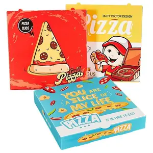 Kích Thước Tùy Chỉnh Logo Takeaway Dùng Một Lần Chất Lượng Cao Tùy Chỉnh Tái Sử Dụng Giấy Kraft Đầy Màu Sắc Vuông Hộp Bánh Pizza