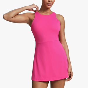 Solid Color Customizable Fabric Crew Neck Removable Pad Anti-Exposure Outdoor Sports Fitness Golf Tennis <b>Dress</b> - Product Image 2