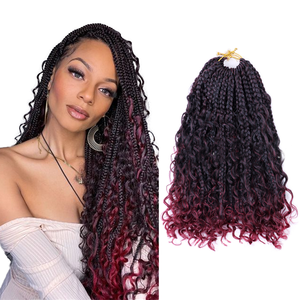 Chaud bas prix Boho Box tresses Crochet cheveux 14/20 pouces Extensions synthétiques avec extrémités bouclées, Style déesse bohème pour les femmes - Product Image 1