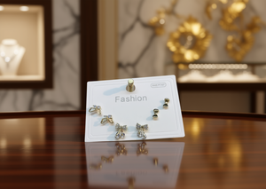 Orecchini di Moda con Fiocco e Cristalli in Argento 925 Placcato Oro, Gioielli da Donna per Uso Quotidiano - Product Image 2