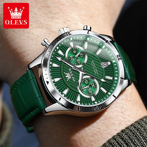 OLEVS 2921 Orologio Cronografo al Quarzo da <span class=keywords><strong>Uomo</strong></span> con Display <span class=keywords><strong>24</strong></span> <span class=keywords><strong>Ore</strong></span>, Cinturino in Pelle, Impermeabile, Luminoso, con Calendario - Product Image 4
