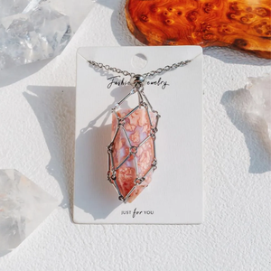 Collier en bambou tressé avec pendentif en <span class=keywords><strong>pierre</strong></span> de cristal naturel et métal, idéal pour un cadeau - Product Image 6