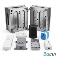 Molde de inyección de plástico de alta precisión para enchufe de pared de PC ABS ignífugo con múltiples cavidades, proveedor chino, modelo Bairun 99