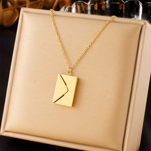 European American Fashion Gold Plated Envelope Pendant Stainless Steel Chain Necklace Geometric Design Gift Jewelry - Product Image 1