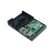 Caja de aleación de aluminio Raspberry Pi 4B, caja protectora de refrigeración con doble ventilador para placa base