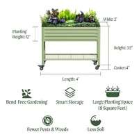 Bacs de jardin modernes gris à grande capacité pour légumes, fleurs et herbes, avec pieds et étagère de rangement