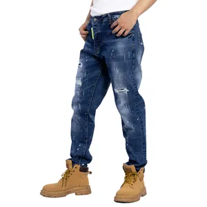 Dark Blue Loose Fit Drip Jeans para hombres Pantalones de mezclilla de alta calidad