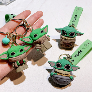 Cute Cartoon Yoda Dolls Key Chain Wars for Star Doll Keyring Custom Bag Ornaments Pvc Pendant Charm Keychain