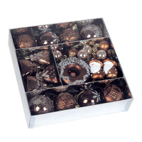 Kit de Décorations de Noël de Luxe en Gros : Boules Assorties Marron, Rouge, Bleu, Rose, Ornements de Sapin, Gnomes et Donuts