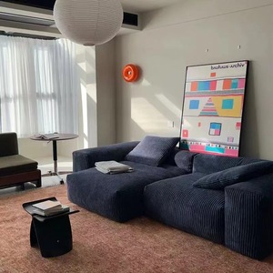 Retro Ba chỗ ngồi sofa sofa vải nhung giường đặt căn hộ nhỏ phòng khách im lặng đậu phụ khối thiết kế - Product Image 2