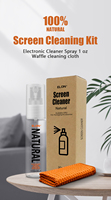 Kit de nettoyage d'écran naturel personnalisé, brosse, chiffon, écologique, biodégradable, sans alcool, pour téléphone, ordinateur, MacBook, tablette