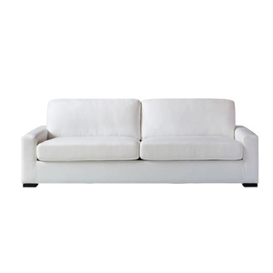 Hot Sale Modern Minimalist 2-Seater White <b>Sofa</b> Luxury Linen-Look Fabric Couch <b>for</b> Living Room Apartment - Product Image 1