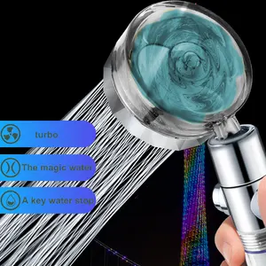 New Style Bathroom Spa Chrome shower head ABS Handheld 360 Degree Spinning Removable Propeller Fan Shower Head