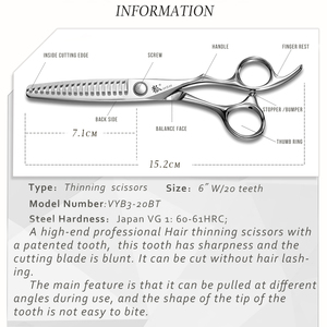 VYB3-20BT Japanese VG1 Steel Patent Professional Hair Thinning Scissor Hair Thinners <strong>Barber</strong> Thinning Scissors Hair Scissors <strong>Set</strong> - Product Image 5
