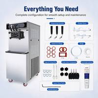 Machine à glace molle commerciale 3 saveurs, haute capacité 40L/H, avec pré-refroidissement et maintien au frais