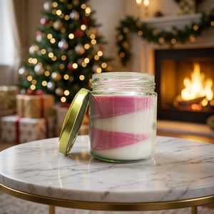 Bougie en verre transparent avec couvercle, motif tourbillon de pétales, en cire de soja, parfumée, pour la maison, les mariages et les décorations de fêtes - Product Image 3