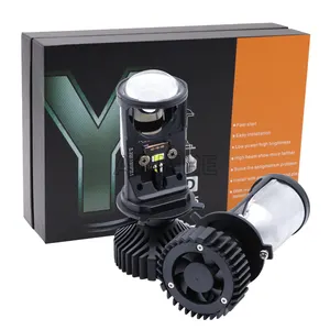 Y6 LED far Hi/Lo ışın LED Mini projektör Lens araba Styling kafa lambası ampulleri otomobil lambası 6000K 8000LM far araba için