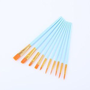 Bộ 10 cọ vẽ tóc nylon cán nhựa nhiều màu dùng cho tranh acrylic, màu nước, dầu, dành cho họa sĩ - Product Image 3