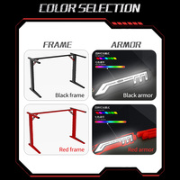 Bureau de jeu Rgb en forme de T de 80cm Bureau de jeu ergonomique de luxe pour sports électroniques avec LED Table de jeu d'ordinateur noire de haute qualité