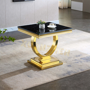 Đồ Nội Thất Phòng Khách Bằng Đá Cẩm Thạch Màu Đen Đá Kính Bên Bảng Nhỏ Bên Bảng Sang Trọng Vàng Thép Không Gỉ Bên Bảng - Product Image 1