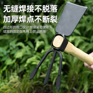 Houe de jardin compacte Airi Shield, lame en acier au carbone, manche en bois, tête pointue pour creuser et désherber - Product Image 2