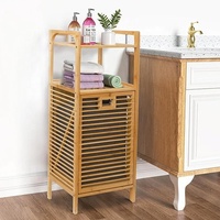 Panier à linge en bambou personnalisé OEM ODM avec logo, 2 étagères de rangement pour vêtements sales, organisateur domestique