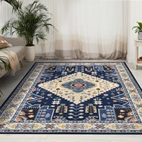 Tapis de sol fin en velours polyester style bohème, à poils ras, pour salon, avec envers en plastique, résistant à l'usure, facile à réparer, grand format