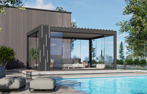 Pérgola <span class=keywords><strong>solar</strong></span> <span class=keywords><strong>fotovoltaica</strong></span> personalizada OEM/ODM, parasol, pérgola de aluminio con persianas motorizadas con sistema de paneles solares - Product Image 3