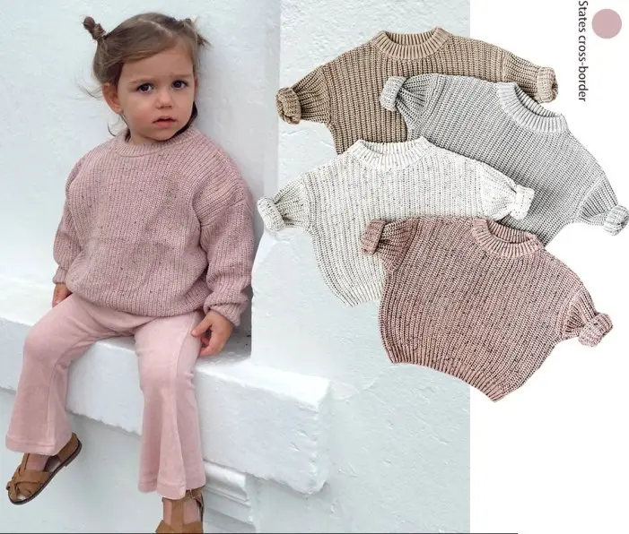 Jersey cálido de algodón para recién nacido, ropa de punto grueso de diseño personalizado, suéter para bebé y niño pequeño para invierno