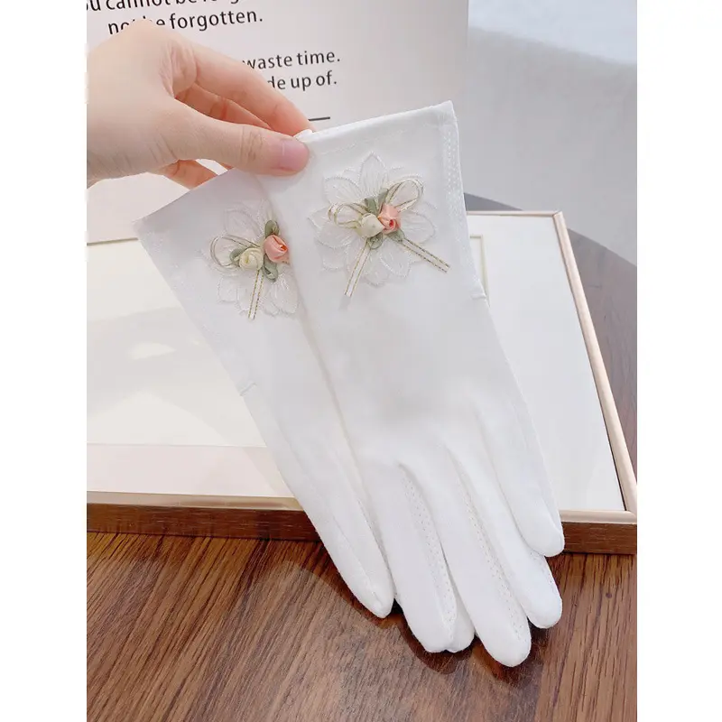 Spring And Summer Driving Sunscreen Gloves Ladies Cotton Outdoor Uv Protection Touch Screen Thin Short Breathable Non-Slip