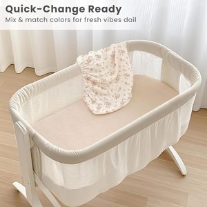 <span class=keywords><strong>Sábanas</strong></span> de <span class=keywords><strong>Cuna</strong></span> de Muselina 100% Algodón Suave y Transpirable al por Mayor, Diseño Floral Neutro y Sólido, <span class=keywords><strong>Sábanas</strong></span> para Recién Nacidos - Product Image 4