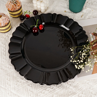 Assiette de Présentation Noire en Plastique, Motif Jupe de Ballet sur le Bord, Vente en Gros, pour Décoration de Mariage, Maison et Cuisine