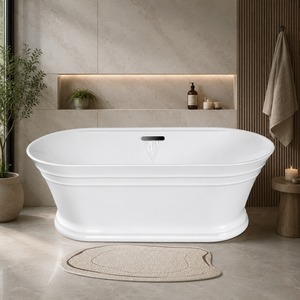 <span class=keywords><strong>Baignoire</strong></span> autoportante de style français avec moulures décoratives pour projet de villa de luxe, <span class=keywords><strong>170</strong></span> cm, en acrylique blanc, pour bain à remous, sanitaire - Product Image 1