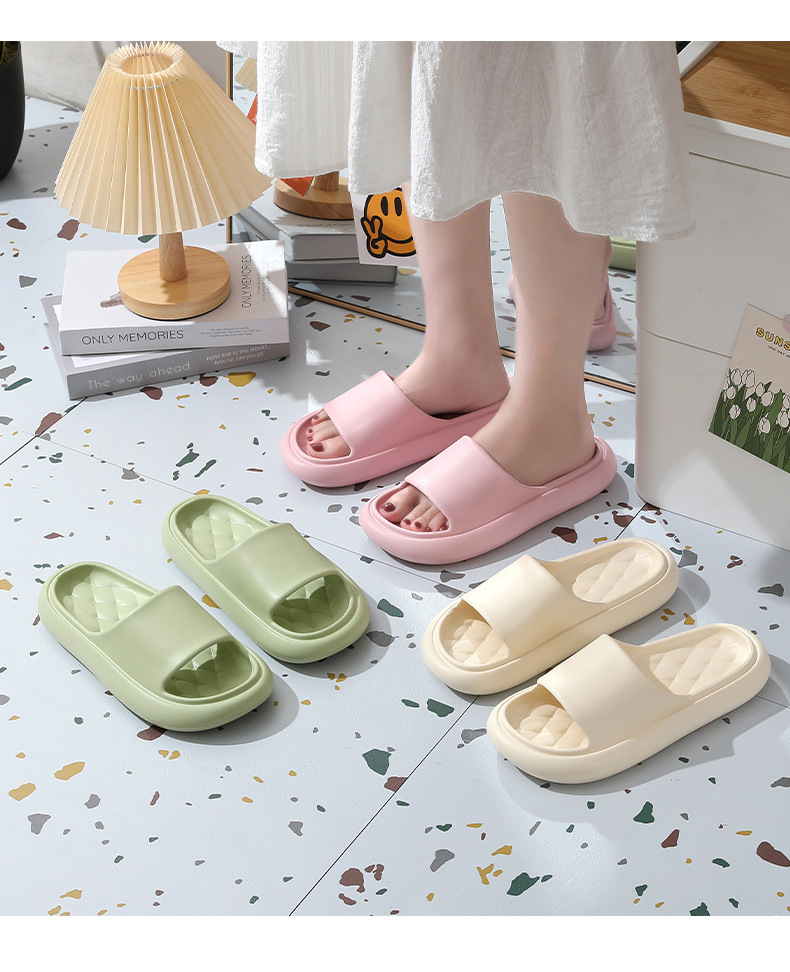 Summer Slippers Thickened Sole Bathroom Slides Slippers Hotel Solid Color Men Women