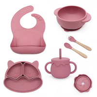 Ensemble de vaisselle pour bébé en silicone sans BPA, bol anti-fuite, assiette en silicone, vaisselle pour bébé en silicone