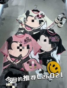 2026 Yüksek Kaliteli Büyük Beden %100 Pamuklu Bol Rahat Karikatürlü <span class=keywords><strong>Moda</strong></span> Kadın Tişörtleri OC1040 - Product Image 3