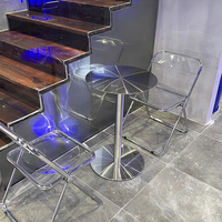 Industrieller Stil Edelstahl-Klappstuhl & Transparenter Tisch Kombination für Restaurant-Möbel Kommerzieller Außenbereich