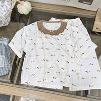 Pyjama en Lyocell pour Filles, Manches Courtes à Volants, Pantalon 7/8, Vêtements de Nuit Doux et Respirants pour Enfants, Ensemble Pullover et Homewear
